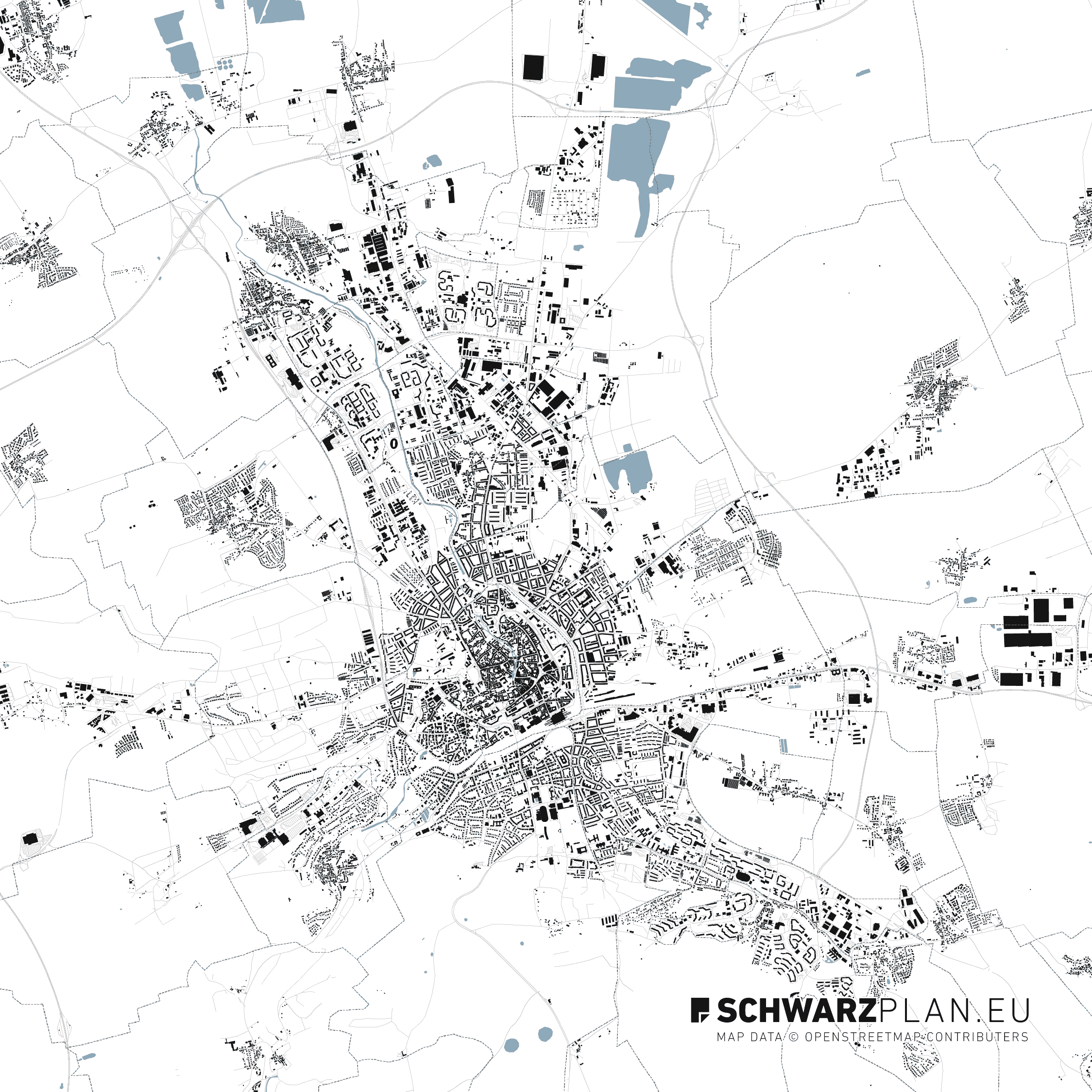 Erfurt Lageplan & Schwarzplan zum Download als PDF, DXF, 1100 000