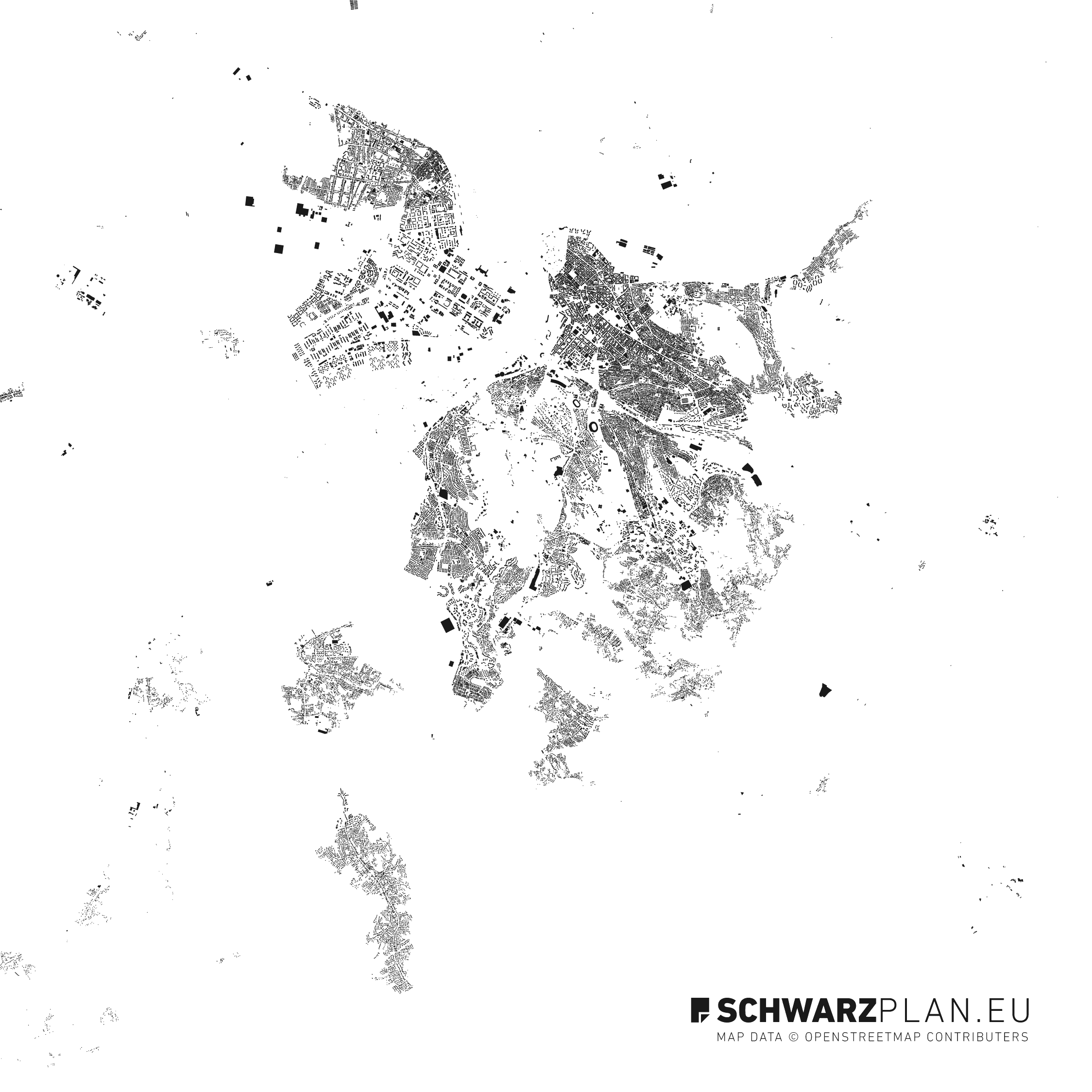 Belgrad Lageplan & Schwarzplan zum Download als PDF, DXF, 1100 000